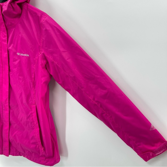 Columbia Omni Tech Waterproof Hooded Hiking Outdoor Hot Pink Jacket Size Large - Picture 3 of 10